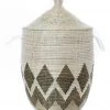 Swahili African Modern Medium Gem Border Laundry Hamper Basket Home Goods