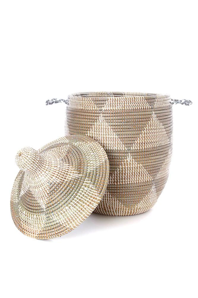 Swahili African Modern Medium Silver Triangle Laundry Hamper 4 Swahili African Modern Medium Silver Triangle Laundry Hamper