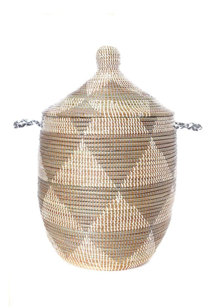 Swahili African Modern Medium Silver Triangle Laundry Hamper 3 Swahili African Modern Medium Silver Triangle Laundry Hamper