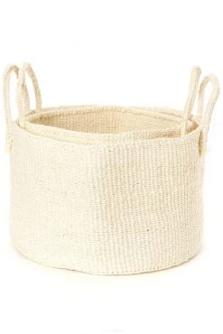 Swahili African Modern Natural Sisal Kamba Floor Basket Home Goods