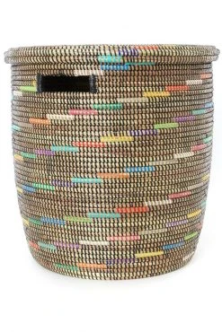 Swahili African Modern Sable Swirl Flat Lid Storage Basket Home Goods