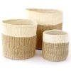 Swahili African Modern Home Goods Beige And Cream Sisal Nesting Basket Set 2 Swahili African Modern Home Goods Beige And Cream Sisal Nesting Basket Set