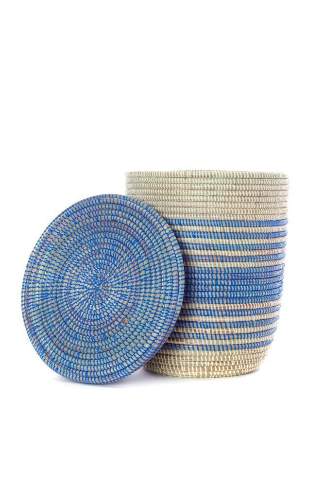 Swahili African Modern Home Goods Blue Ebb + Flow Striped Hamper Set 4 Swahili African Modern Home Goods Blue Ebb + Flow Striped Hamper Set