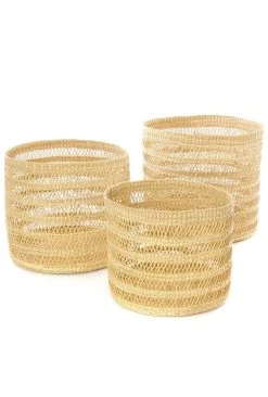 Swahili African Modern Home Goods Lace Weave Basket Bin Set
