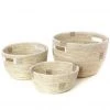 Swahili African Modern Set Of Three White Nesting Baskets 1 Swahili African Modern Set Of Three White Nesting Baskets