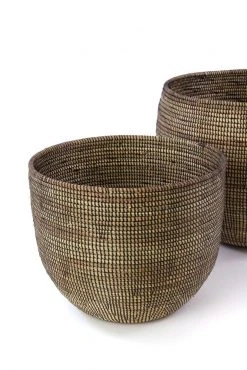 Swahili African Modern Home Goods Black Deep Nesting Basket Set