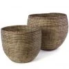 Swahili African Modern Home Goods Black Deep Nesting Basket Set 1 Swahili African Modern Home Goods Black Deep Nesting Basket Set