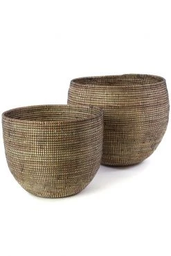 Swahili African Modern Home Goods Black Deep Nesting Basket Set