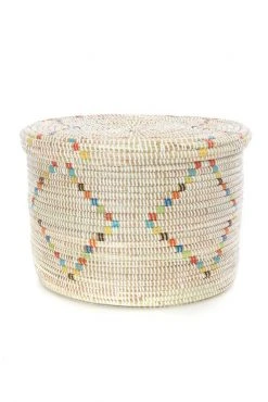 Swahili African Modern Rainbow Garland Lidded Storage Basket Set Staff Favorites