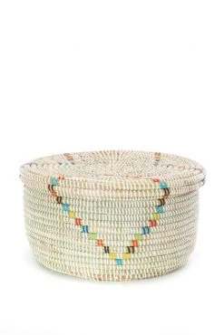 Swahili African Modern Rainbow Garland Lidded Storage Basket Set Staff Favorites