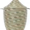 Swahili African Modern Large Silver Swirl Laundry Hamper Basket 2 Swahili African Modern Large Silver Swirl Laundry Hamper Basket