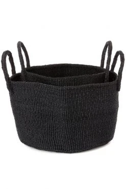 Swahili African Modern Usiku Sisal Kamba Floor Basket - Black Home Goods 5 Swahili African Modern Usiku Sisal Kamba Floor Basket - Black Home Goods