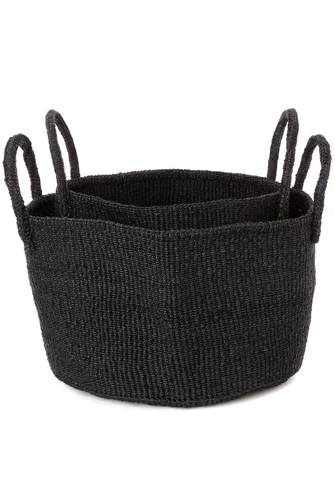 Swahili African Modern Usiku Sisal Kamba Floor Basket - Black Home Goods 4 Swahili African Modern Usiku Sisal Kamba Floor Basket - Black Home Goods