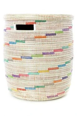 Swahili African Modern Vanilla Sugar Swirl Flat Lid Storage Basket Home Goods
