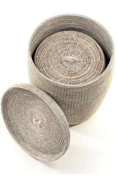 Swahili African Modern White Sand Dune Hamper Set 5 Swahili African Modern White Sand Dune Hamper Set