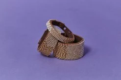 Swahili Coast Design Ombre Gold Beaded Leather Cuff