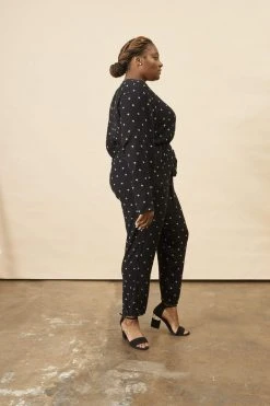 Symbology Baby Cacti Wrap Jumpsuit - Black + Ivory Clothing