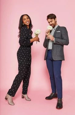 Symbology Baby Cacti Wrap Jumpsuit - Black + Ivory Clothing