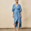Symbology Cherry Blossom Modal Maxi Wrap Dress - Sapphire + Gold Best Sellers 2 Symbology Cherry Blossom Modal Maxi Wrap Dress - Sapphire + Gold Best Sellers