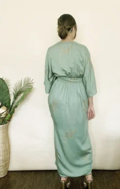 Symbology Sale Cherry Blossom Modal Maxi Wrap - Sage + Gold