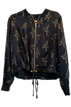 Symbology Dancing Ballerina Modal Bomber - Black + Gold Clothing