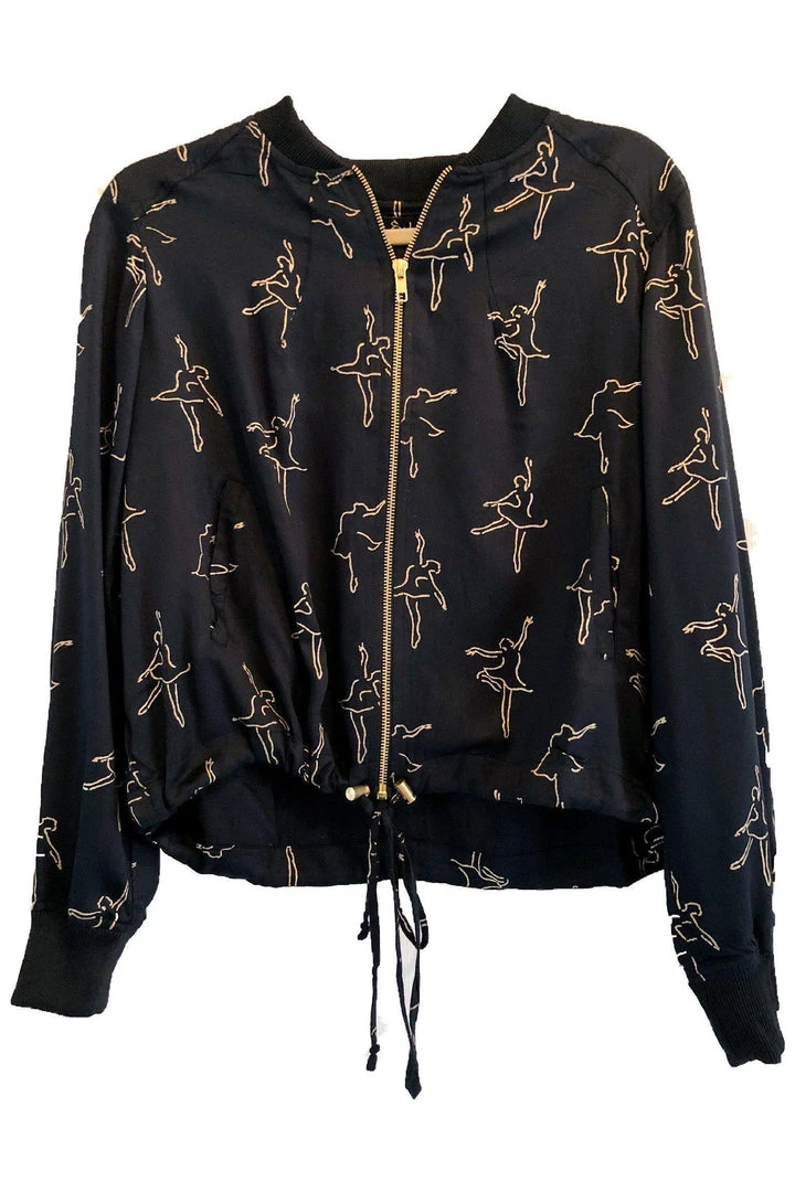 Symbology Dancing Ballerina Modal Bomber - Black + Gold Clothing 4 Symbology Dancing Ballerina Modal Bomber - Black + Gold Clothing