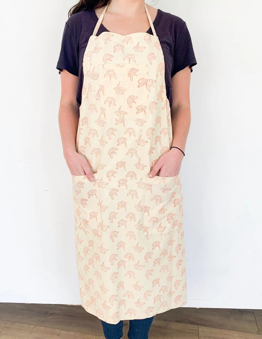 Symbology Dancing Umbrellas + Ginkgo Leaf Reversible Apron Home Goods 4 Symbology Dancing Umbrellas + Ginkgo Leaf Reversible Apron Home Goods