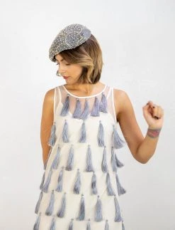 Symbology Flapper Chic Tassel Dress - Cream + Gray 9 Symbology Flapper Chic Tassel Dress - Cream + Gray