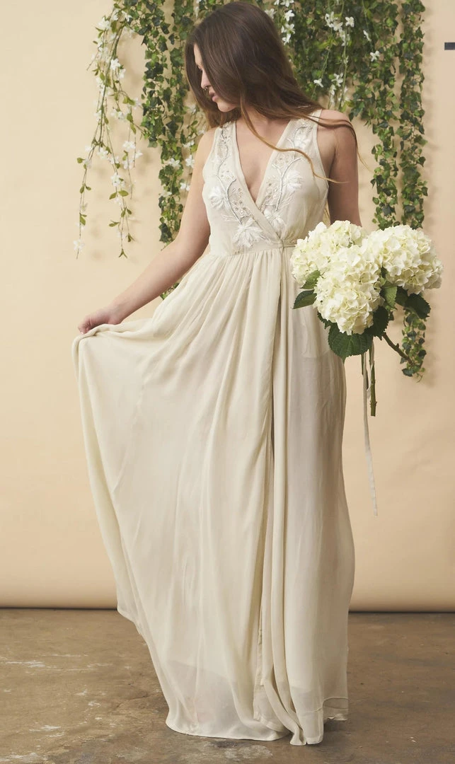 Symbology Floral Embroidered Dress - Cream + Silver Special Occasion 3 Symbology Floral Embroidered Dress - Cream + Silver Special Occasion