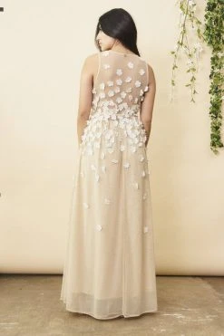 Symbology Special Occasion Floral Ombre Maxi Gown - Champagne + Cream