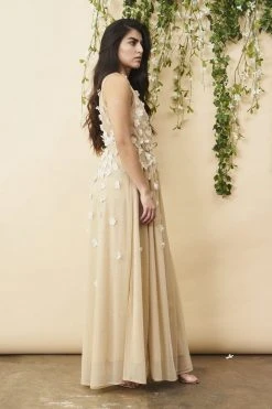 Symbology Special Occasion Floral Ombre Maxi Gown - Champagne + Cream