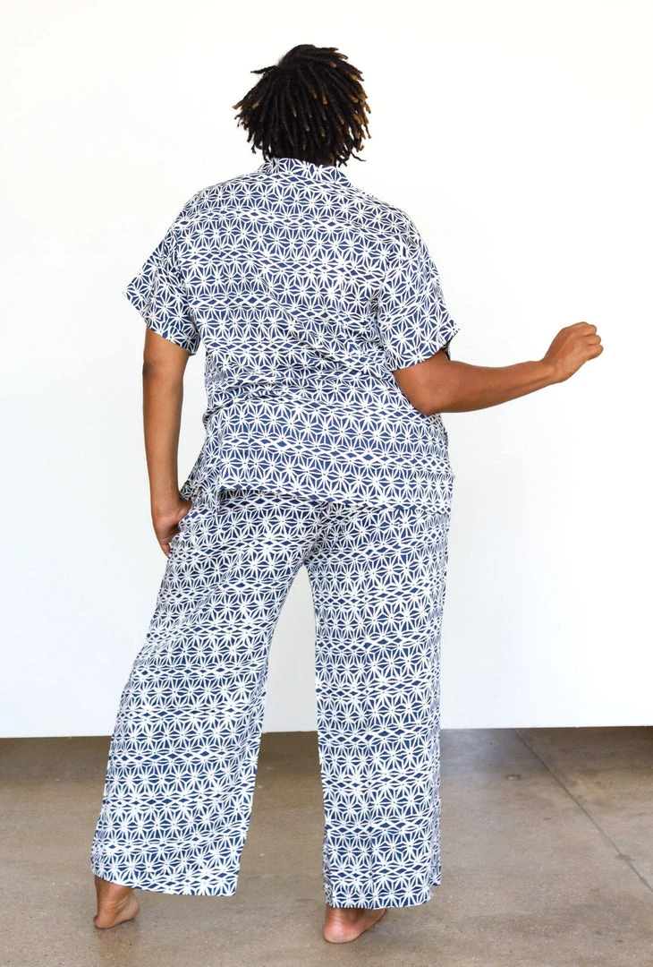 Symbology Geo Starburst Modal Pajama Set - Navy + Cream 4 Symbology Geo Starburst Modal Pajama Set - Navy + Cream