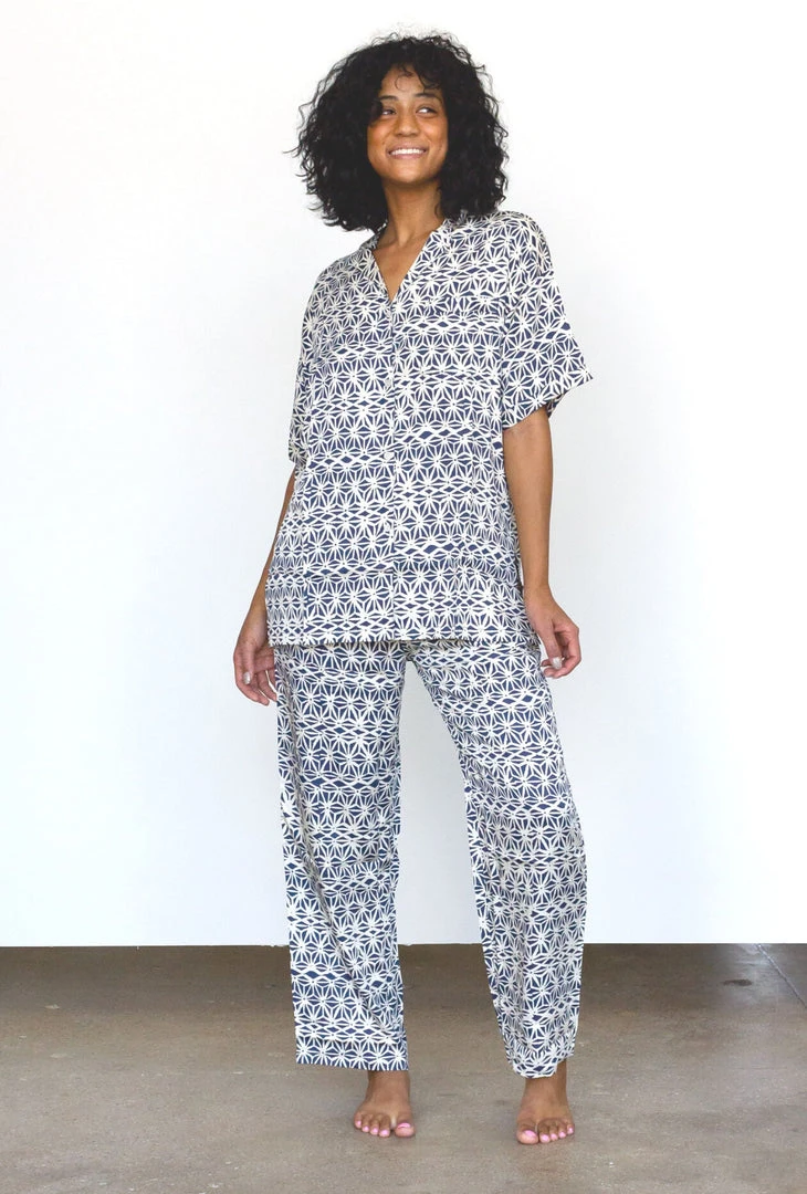 Symbology Geo Starburst Modal Pajama Set - Navy + Cream 6 Symbology Geo Starburst Modal Pajama Set - Navy + Cream