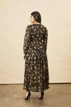 Symbology Hibiscus Flower Empress Maxi - Black + Gold Best Sellers