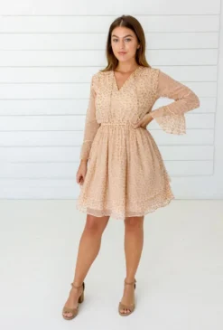 Symbology Leopard Chiffon Dress - Blush + Gold