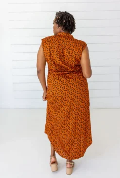 Symbology Leopard Modal Shirtdress - Sierra + Black Sale