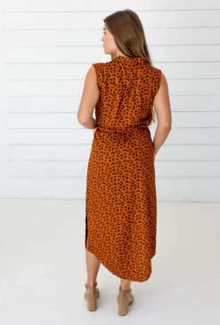 Symbology Leopard Modal Shirtdress - Sierra + Black Sale