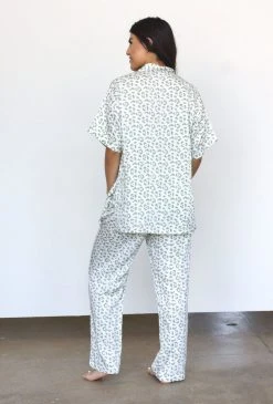 Symbology Best Sellers Modal Leopard Pajama Set - Cream + Sage