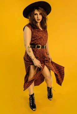 Symbology Leopard Modal Shirtdress - Sierra + Black Sale