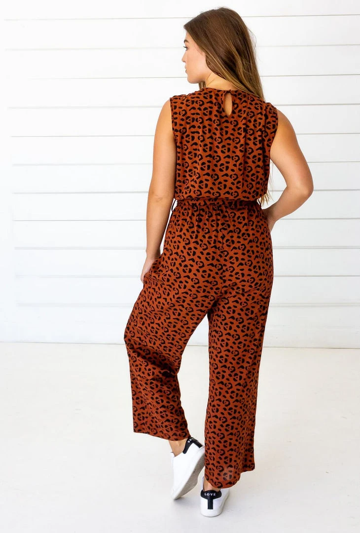 Symbology Clothing Leopard Sleeveless Jumpsuit - Sierra + Black 6 Symbology Clothing Leopard Sleeveless Jumpsuit - Sierra + Black