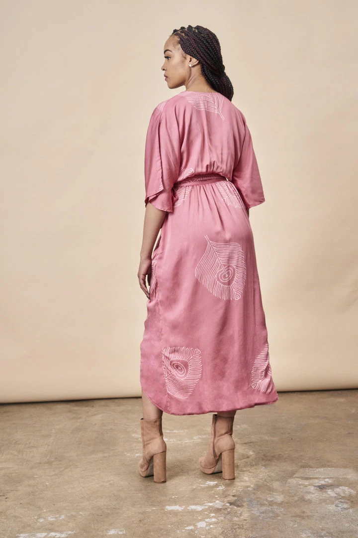 Symbology Peacock Feather Modal Wrap Dress - Terra Cotta + Cream Special Occasion 4 Symbology Peacock Feather Modal Wrap Dress - Terra Cotta + Cream Special Occasion