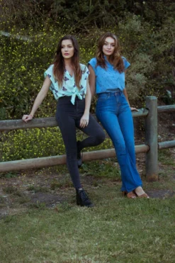 Symbology Printed Iris Blouse In Pale Mint + Blueberry 10 Symbology Printed Iris Blouse In Pale Mint + Blueberry