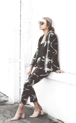 Symbology Silk And Modal Suit In Black & Grey Tie Dye Sale