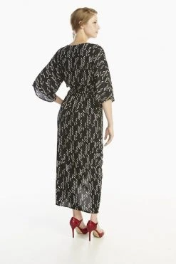 Symbology Stylized Feather Modal Wrap Dress - Black + Cream 10 Symbology Stylized Feather Modal Wrap Dress - Black + Cream