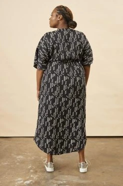 Symbology Stylized Feather Modal Wrap Dress - Black + Cream 11 Symbology Stylized Feather Modal Wrap Dress - Black + Cream