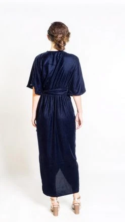 Symbology Special Occasion Velvet Wrap Dress In Midnight Blue