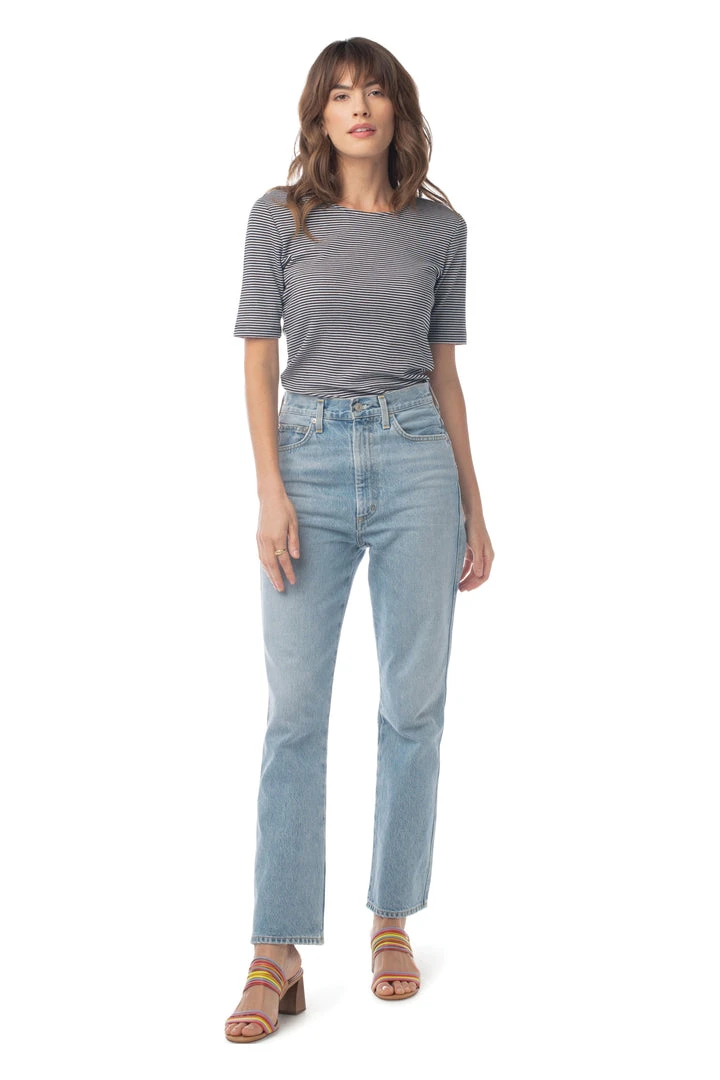 Synergy Organic Clothing Striped Column Tee - Black Sale 7 Synergy Organic Clothing Striped Column Tee - Black Sale