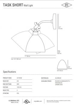 Ameico Task Short Wall Light - Polished