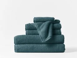 Coyuchi Best Sellers Temescal Ribbed Towels - Deep Ocean