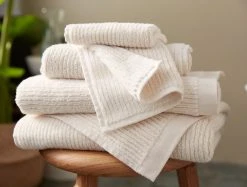 Coyuchi Temescal Ribbed Towels - Undyed